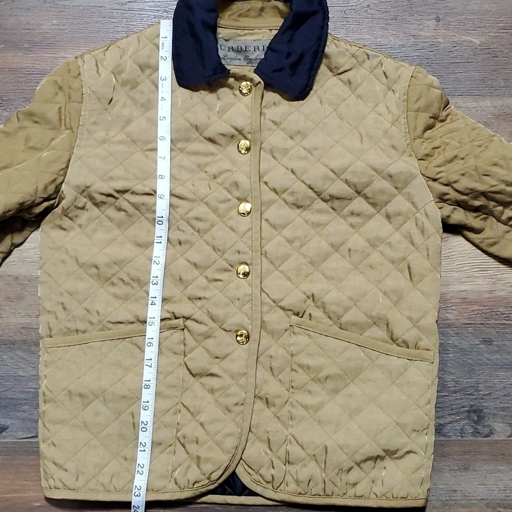 Burberry tan quilted cotton jacket coat nova check flip cuff and collar reverse - Picture 14 of 14